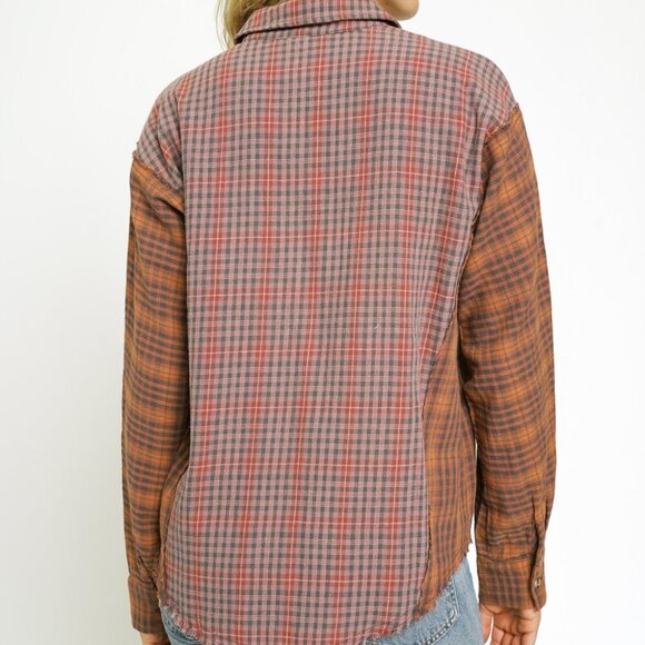 MYSTREE FRAYED EDGE MIX PLAID SHIRT - Picture 5 of 6